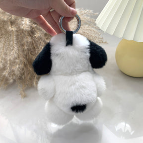 Cute Real Rabbit Fur Puppy Keychain - Phone Charm