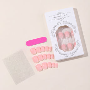 New Short Pink French Tip Detachable Nails