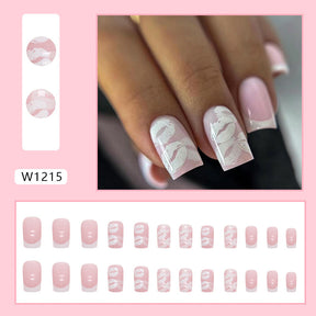 Chic Floral Fall Nails Light Luxury Ins Style 24 Pieces