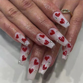 Valentine's Day Heart Mid-Length Removable Nails, Sparkly & Romantic