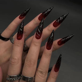 3D Ombre Long Pointed Fall Nails for Halloween