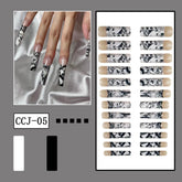 XXL Black and White Cartoon Horror French Nails