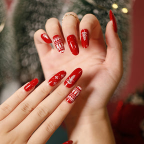 Christmas Press-On Fall Nails Set with Nail Tips