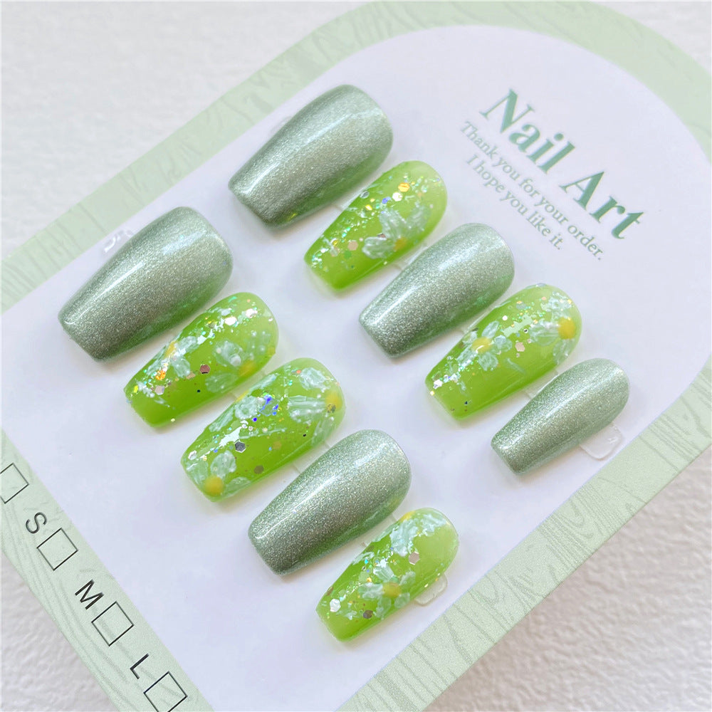 Chic Handmade Minimalist Forest-Themed Sticker Pearl Short Fall Nails, Versatile and Original Nail Patches