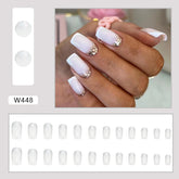 Pure Desire White French Fall Nails, 24-Piece Shimmer Set