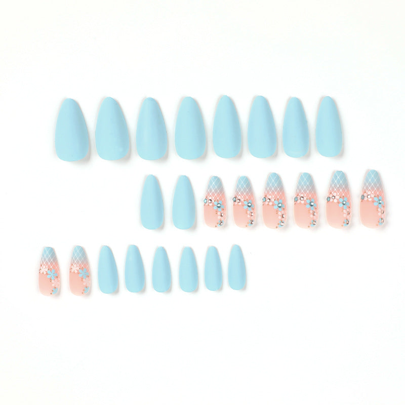 Removable Matte Blue Gradient Nail Tips