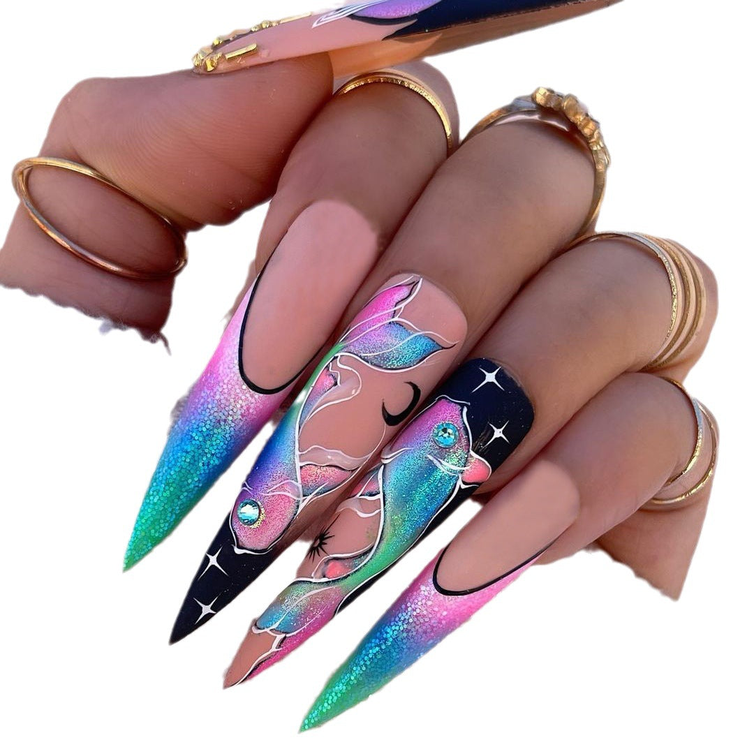 Pisces Mermaid Tail Design False Nails