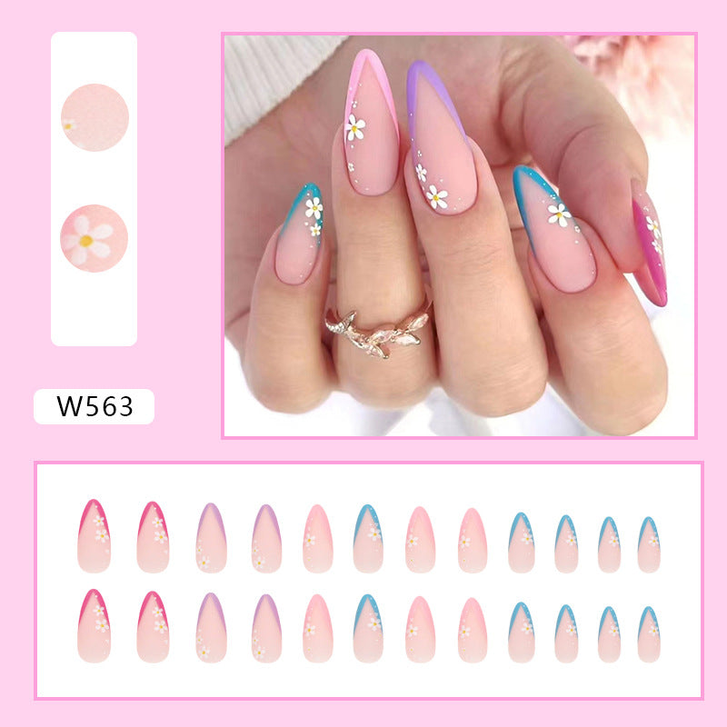 Colorful Flower Fall Nails Matte Finish 24 Pieces