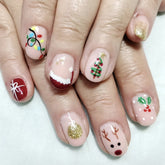 Removable Christmas Red Santa Hat Tree Reindeer Nails