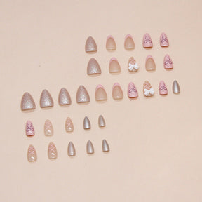 Cute Pink Nail Stickers - Bow Design Removable