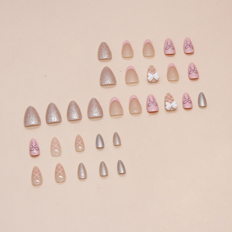 Cute Pink Nail Stickers - Bow Design Removable