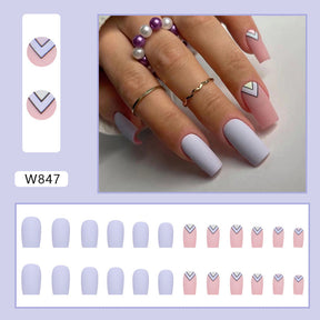 Solid Color Matte Triangle Reverse French Nails