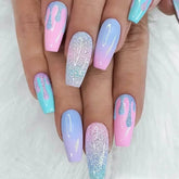 Sparkling Macaron Gradient Cute Fall Nails - Removable Nail Tips