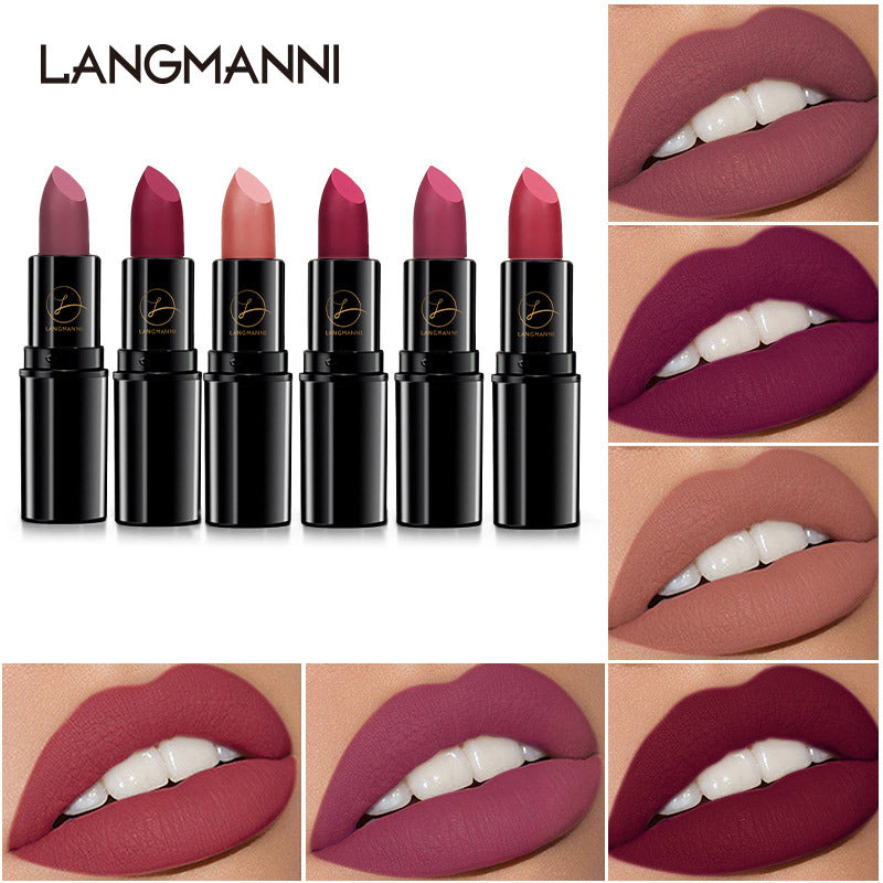 6-Color Matte Lipstick Set - Long-Lasting