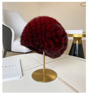 Warm Mink Fur Ear Flap Beret - Stylish Winter Hat
