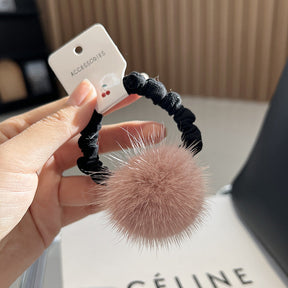 Cute Real Mink Fur Hair Tie Winter Fashion Accessory