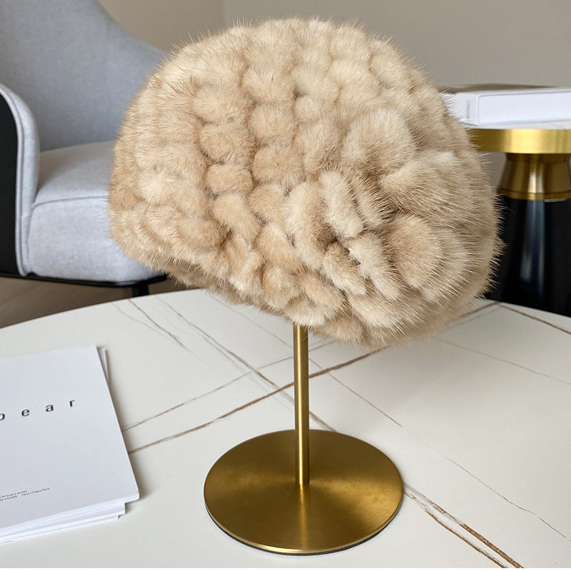 Warm Mink Fur Ear Flap Beret - Stylish Winter Hat