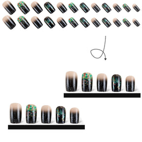 Black Gradient Glitter Nail Tips for Autumn Winter