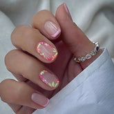 Cute Short Flower Crown Nails, Pastel and Charming