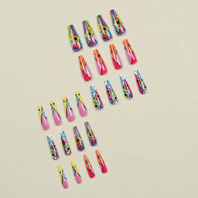 Colorful Graffiti Eye Design False Nails