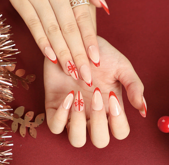 Christmas Press-On Fall Nails Set with Nail Tips