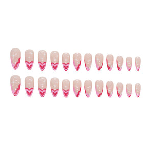 Sweet Almond Nails, Rose Red Heart Waves, Playful and Chic