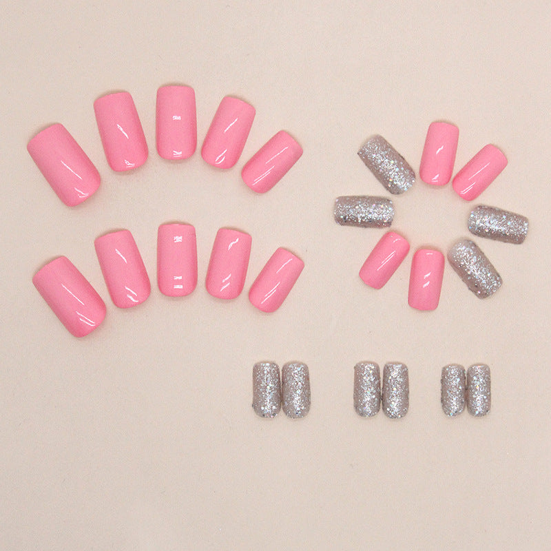 Sweet Pastel Pink Shimmer Nails, Euro-American Style