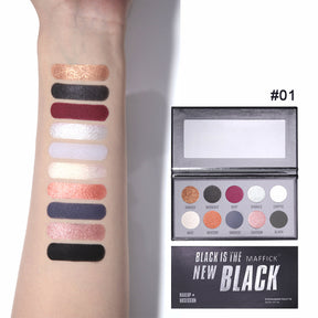 10-Color Matte & Shimmer Eye Shadow Palette - Black Smokey