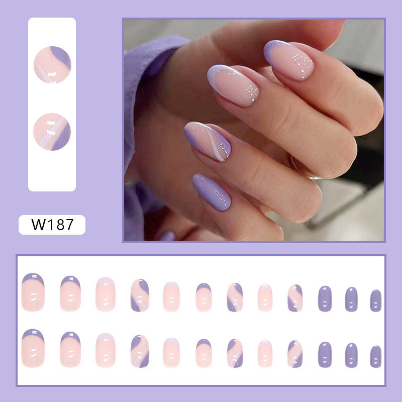 Wholesale Pink Purple Wave Fall Nails - Premium Quality (24PCS)