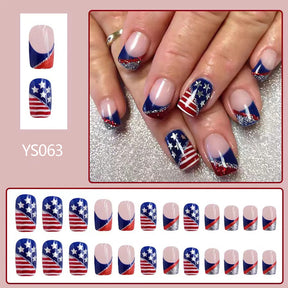 Shiny French Tip Independence Day Nail Art