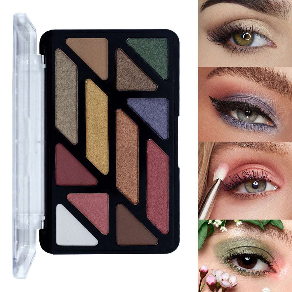 12-Color Eyeshadow Palette: Earth Tones for Smoky Eyes