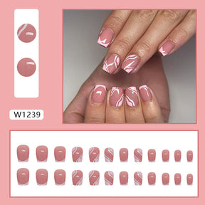 Chic Floral Fall Nails Light Luxury Ins Style 24 Pieces