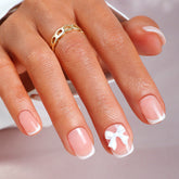 French Square Nails with Bow for Detachable Wear