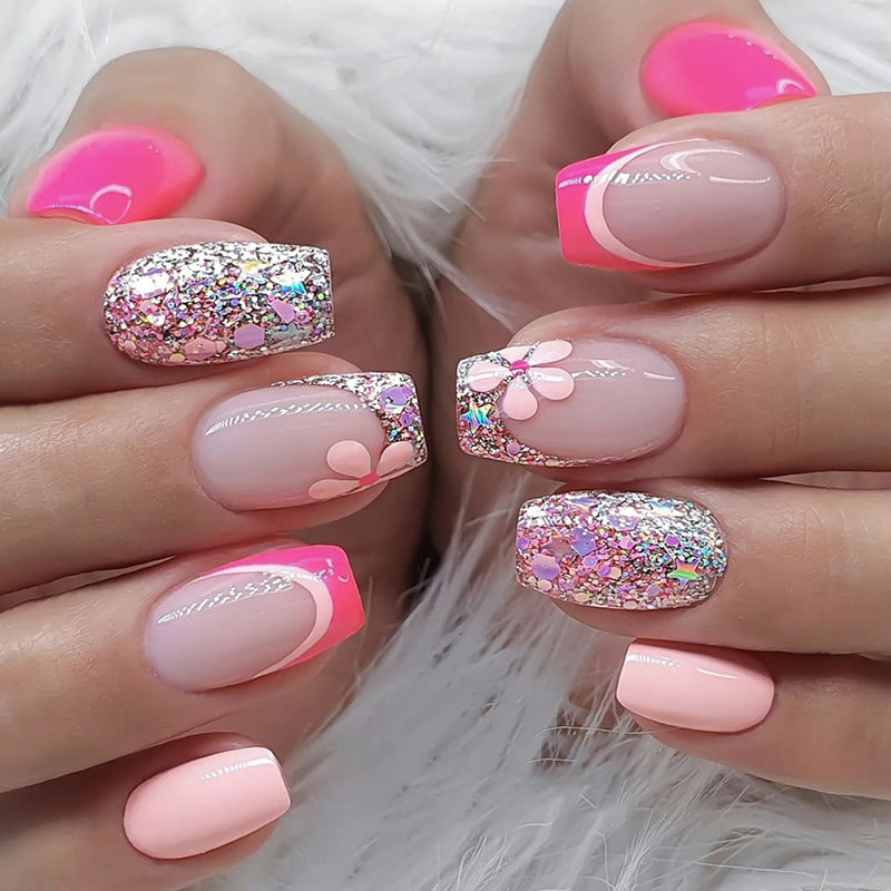 Shiny French Ballet Nails, Rose Pink, Sweet and Cool