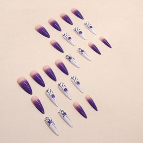 Long Pointed Gradient Purple Orchid Nails for Fashionistas