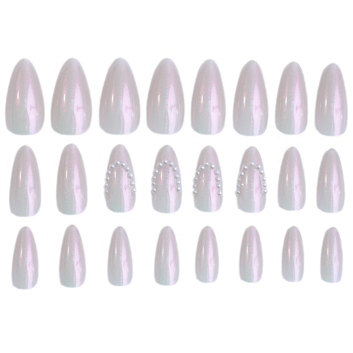 Almond Shaped French Pearl Accent Nails