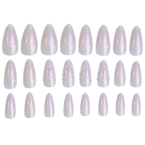 Almond Shaped French Pearl Accent Nails