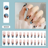 Wearable Ballet Long French Leopard Print Nail Stickers