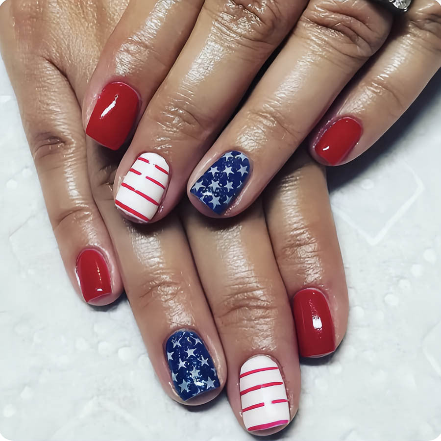 Classic Sweet Cool Mixed Color Flag Nails