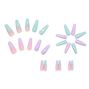 Dual-Tone Swarovski Crystal Droplet Nail Tips Finished Milk Green Taro Purple