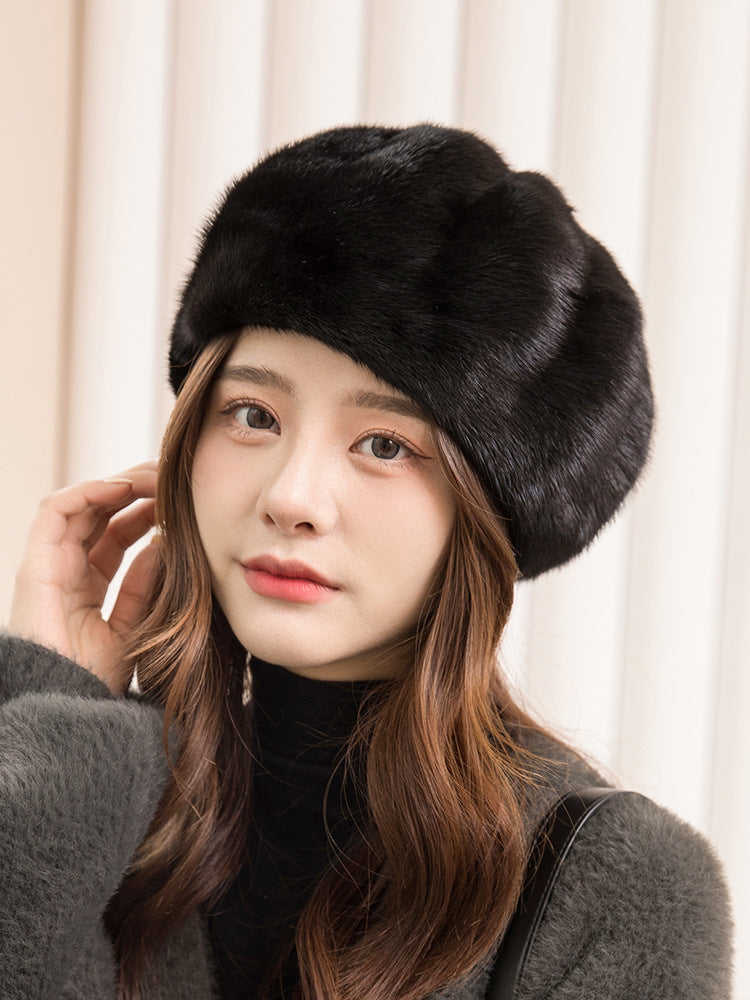 Warm Mink Fur Pumpkin Hat - Stylish Winter Accessory