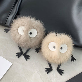 Cute Mink Fur Coal Ball Keychain - Car Charm