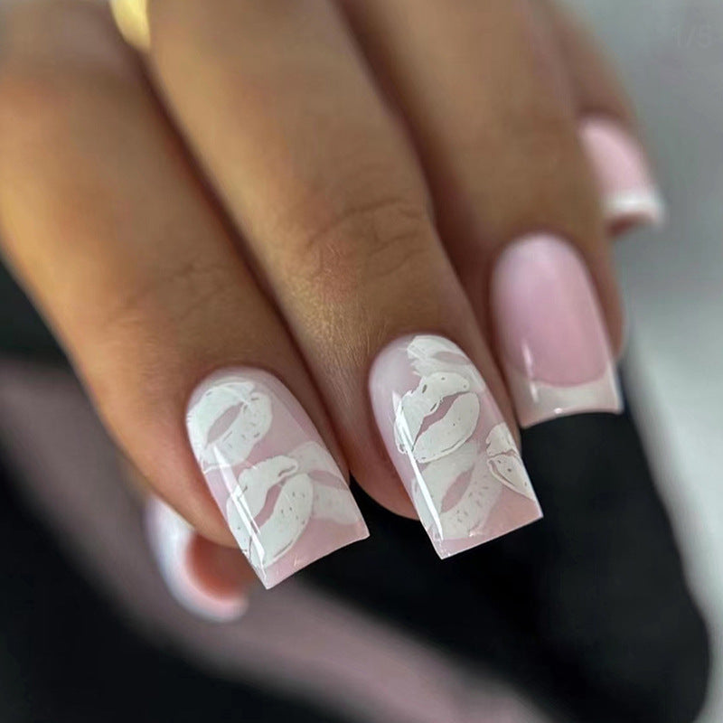 White French Minimalist Mid-Length Nails, Sexy Lip Design