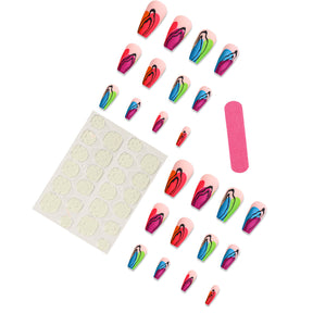 Colorful Hand-Painted Graffiti Nail Tips