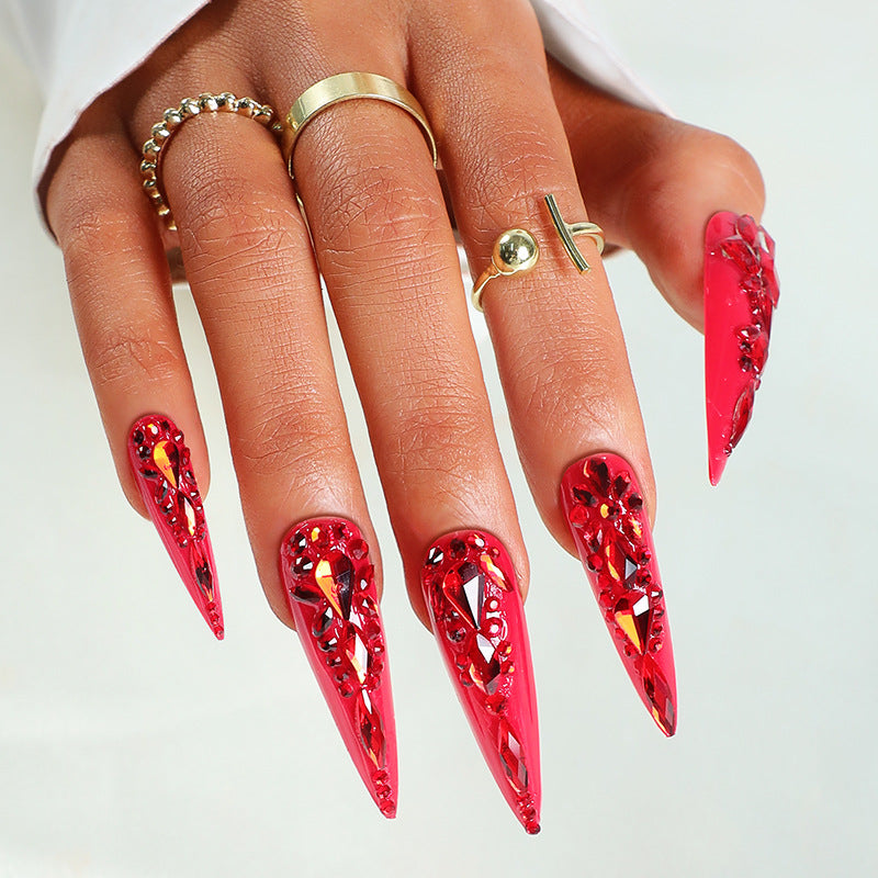 Long Pointed Red Nails - Spicy Girl Style, Luxe Finish