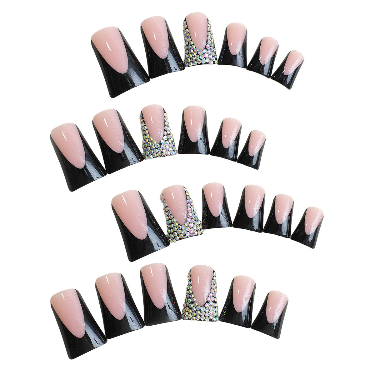 Duckbill Nail Tips with Sparkling Rhinestones