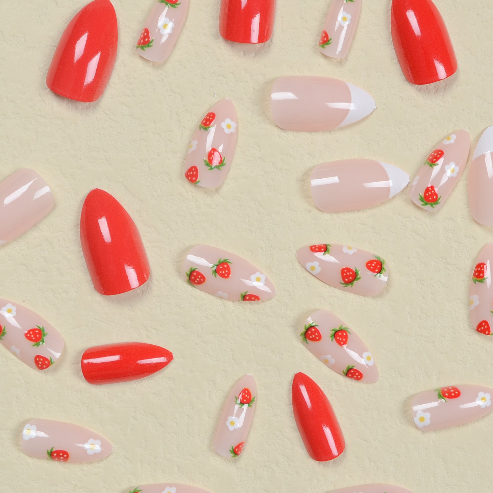 Strawberry French Tip Nails, White and Stylish