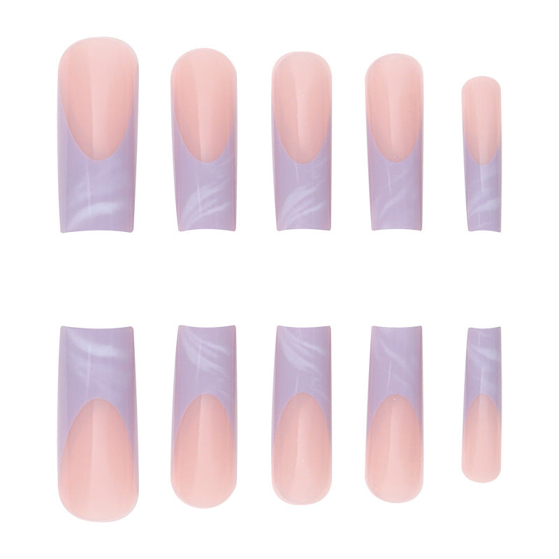 Purple French Marble Nails, Long Wearable Extensions