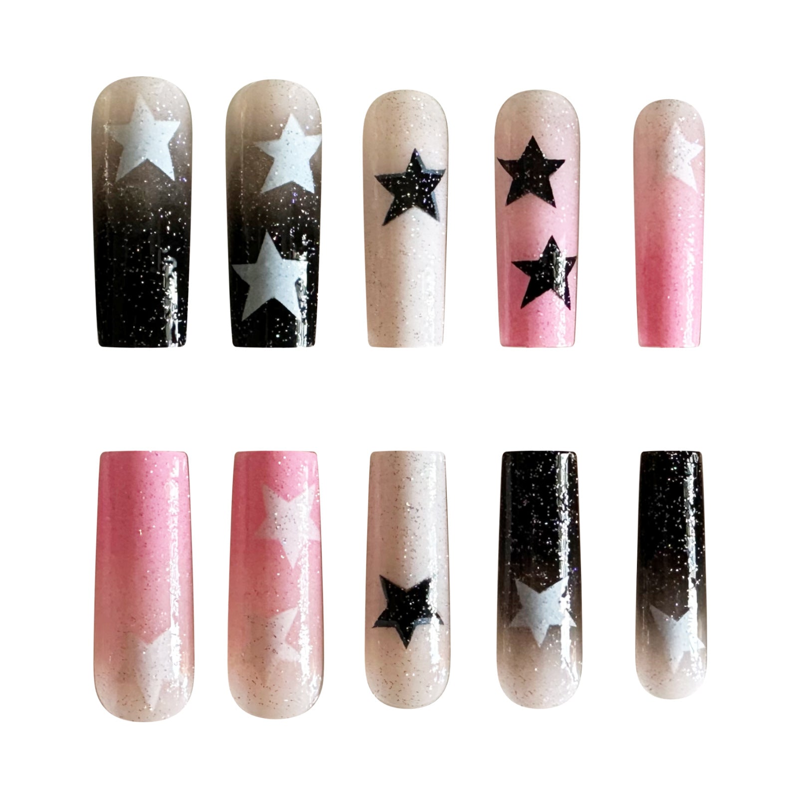 Twin-Color Gradient Star Acrylic Nail Tips