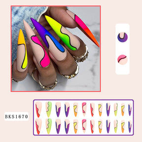 Removable Rainbow French Nail Tips for Wearable Manicures